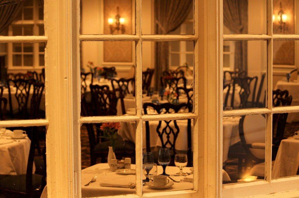 dining room, restaurant, window